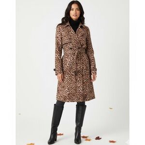 NWOT Derek Lam 10 Crosby Leopard Print Belted Trench Coat Mob Wife Size 4